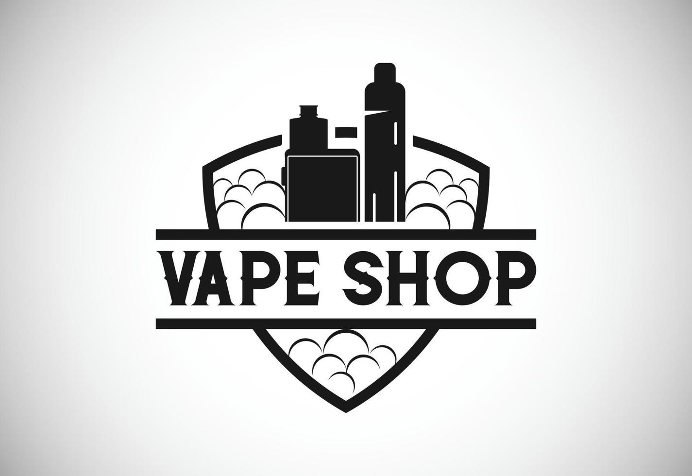 vape, modello di progettazione del logo di sigaretta elettronica. illustrazione vettoriale del logo del vaporizzatore elettronico del negozio di vape.
