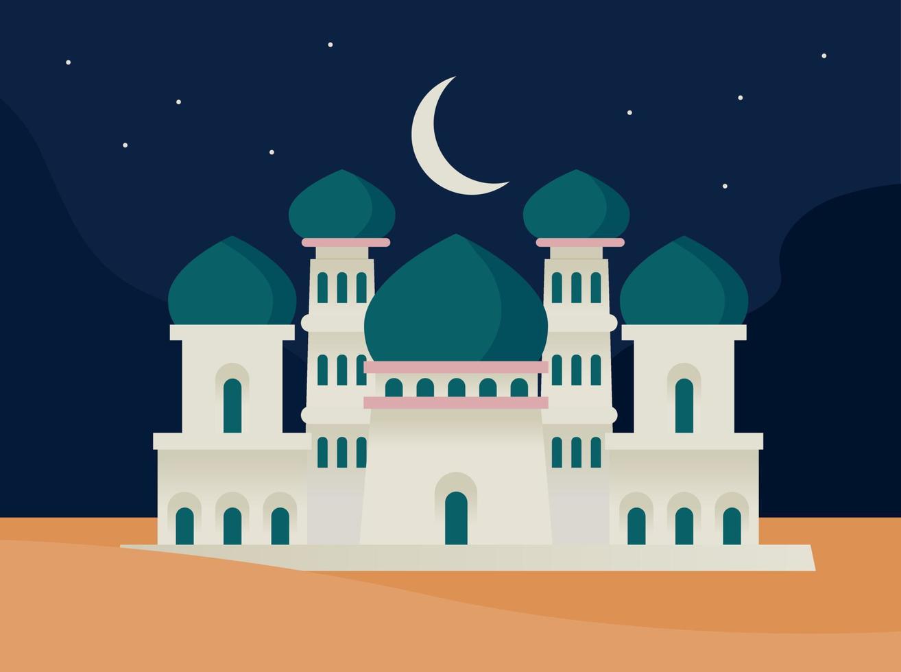 bella moschea araba. illustrazione vettoriale in stile design piatto.