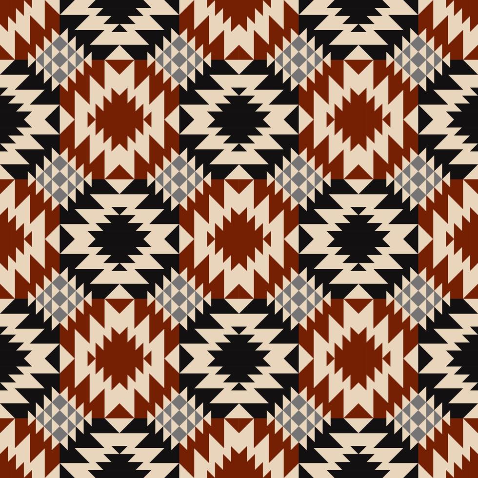 nativo azteco sud-ovest forma geometrica colore rosso-nero motivo senza cuciture sfondo. utilizzare per tessuti, tessuti, elementi di decorazione d'interni, tappezzeria, avvolgimento. vettore