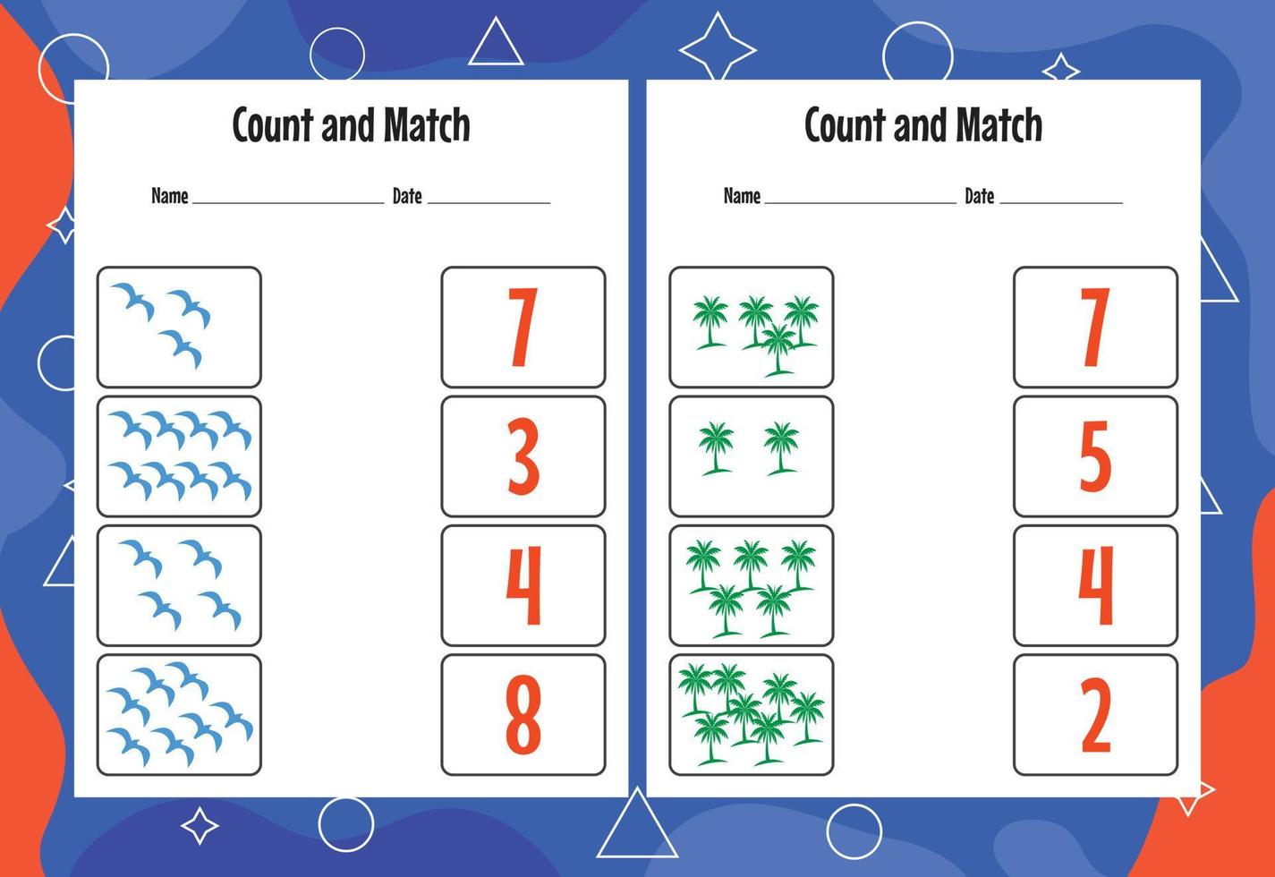 contare e abbinare con il numero corretto. gioco educativo di abbinamento. conta quanti articoli e scegli il numero corretto vettore