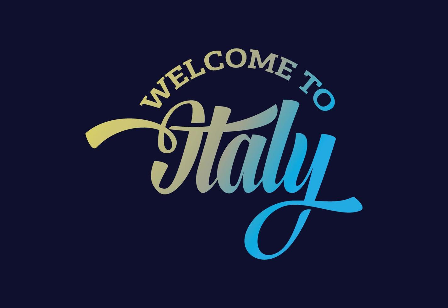benvenuto in Italia. illustrazione creativa di progettazione del carattere del testo di parola. segno di benvenuto vettore