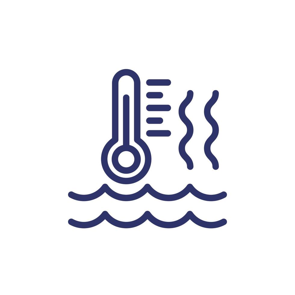 icona della linea di temperatura dell'acqua calda su bianco vettore