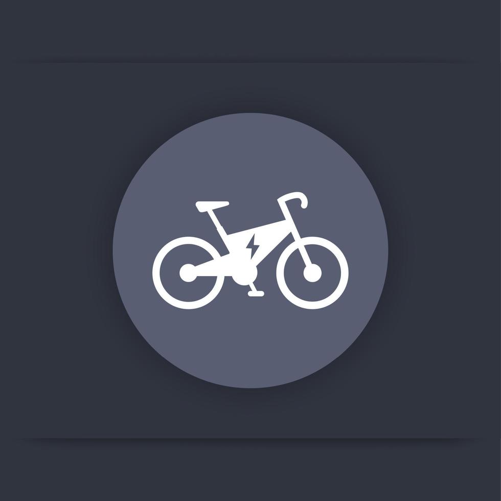 icona piatta rotonda della bici elettrica, trasporto ecologico della città, illustrazione vettoriale
