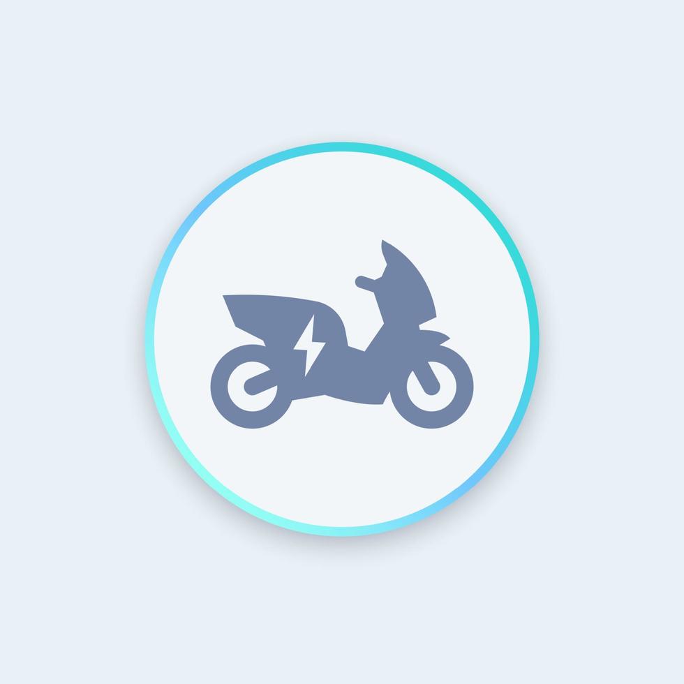 scooter elettrico, icona rotonda moto, ev, icona veicolo elettrico, trasporto ecologico, illustrazione vettoriale