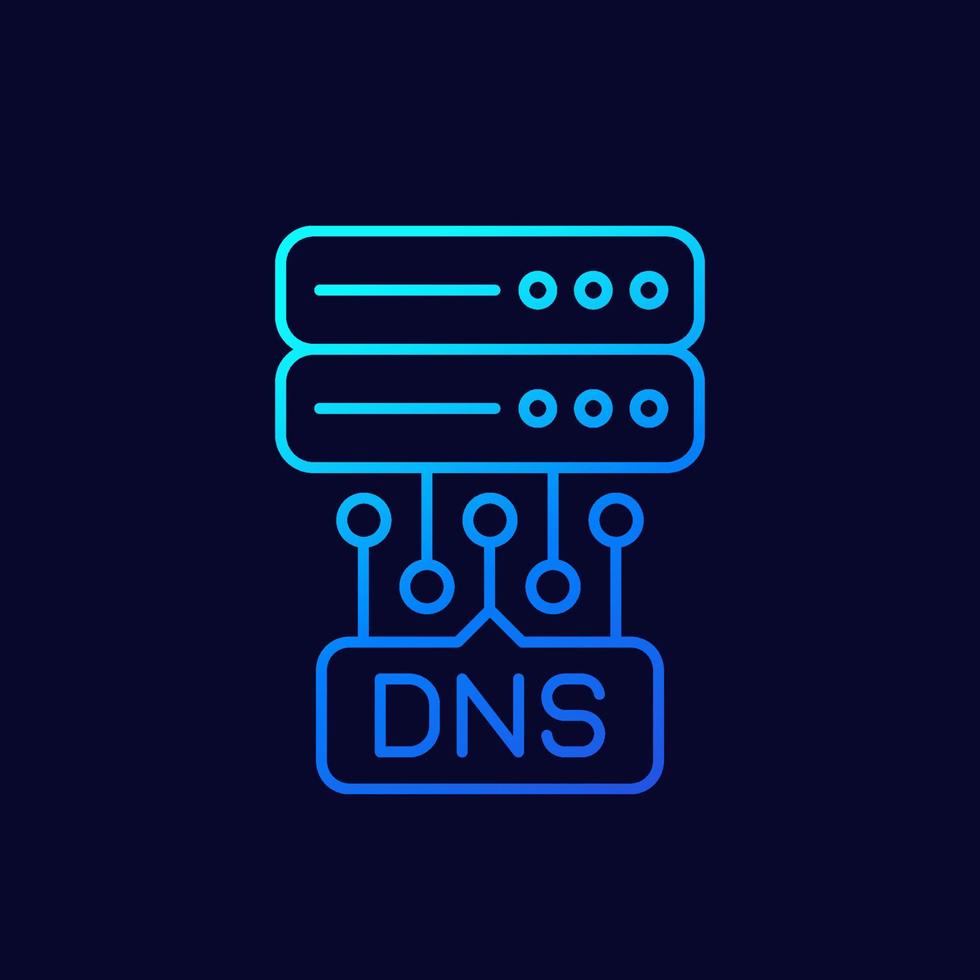 icona della linea dns con un server vettore