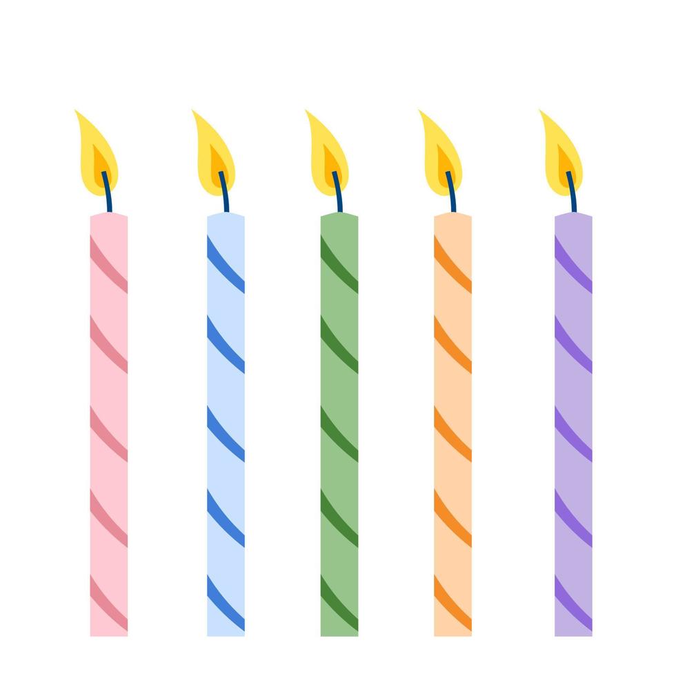 candele di buon compleanno con collezione di fuoco ardente vettore