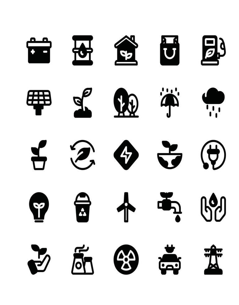 set di icone ecologiche 30 isolato su sfondo bianco vettore