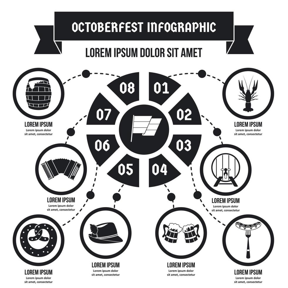 concetto di infografica di Octoberfest, stile semplice vettore