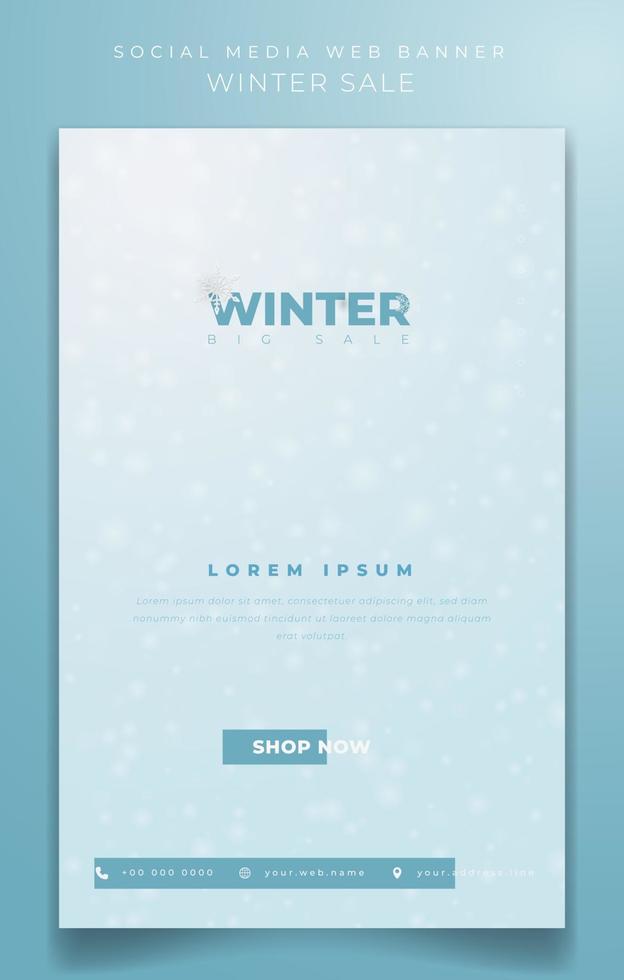 set di modello di post sui social media con sfondo nevicata per il design di vendita del giorno d'inverno vettore