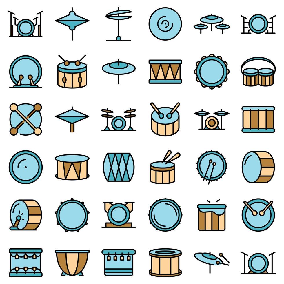 le icone del tamburo impostano il vettore piatto