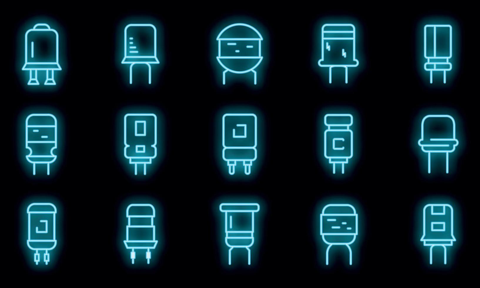 icone del condensatore set vettore neon