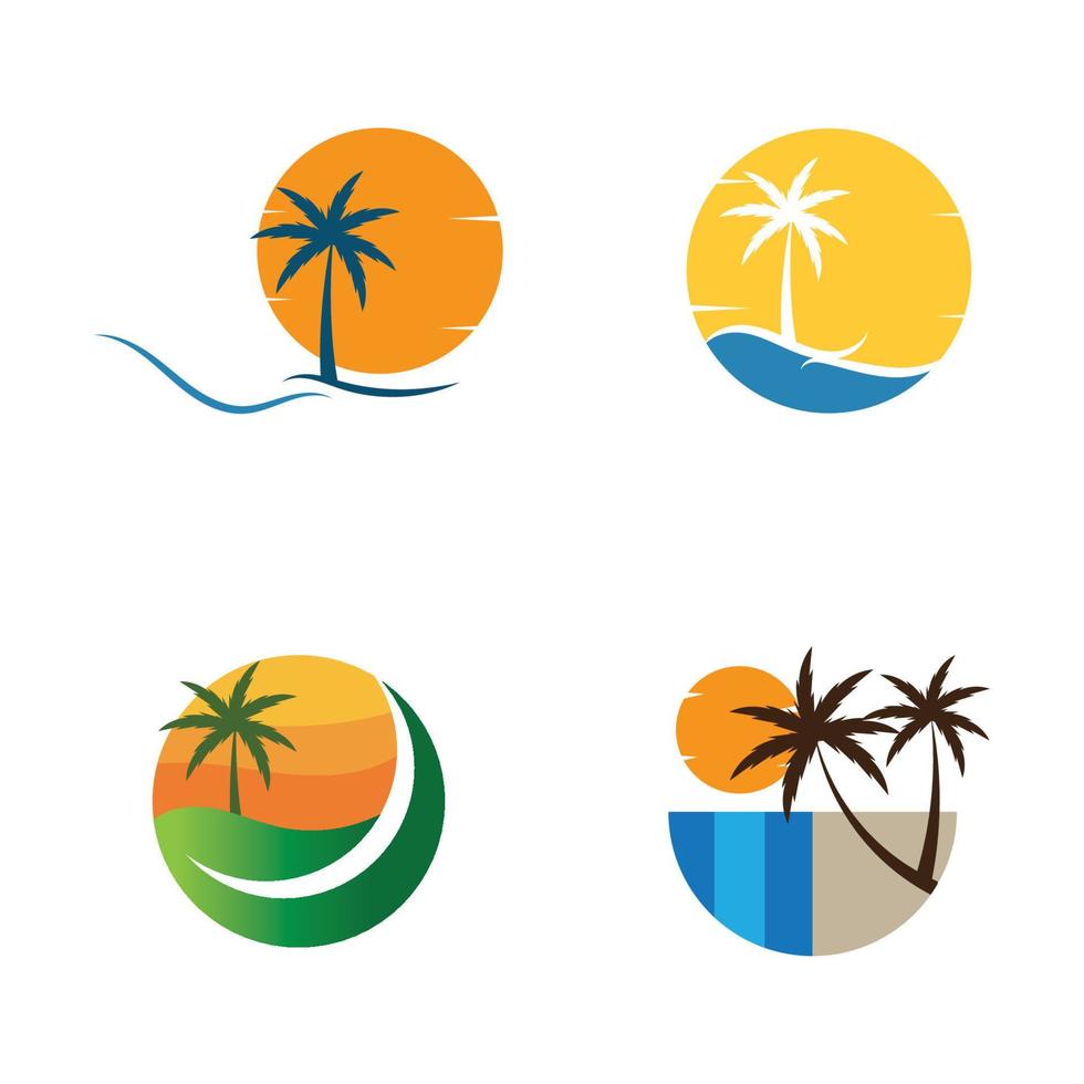 disegno vettoriale del modello del logo dell'illustrazione dell'estate della palma