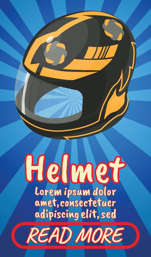 banner di concetto di casco, stile isometrico dei fumetti vettore