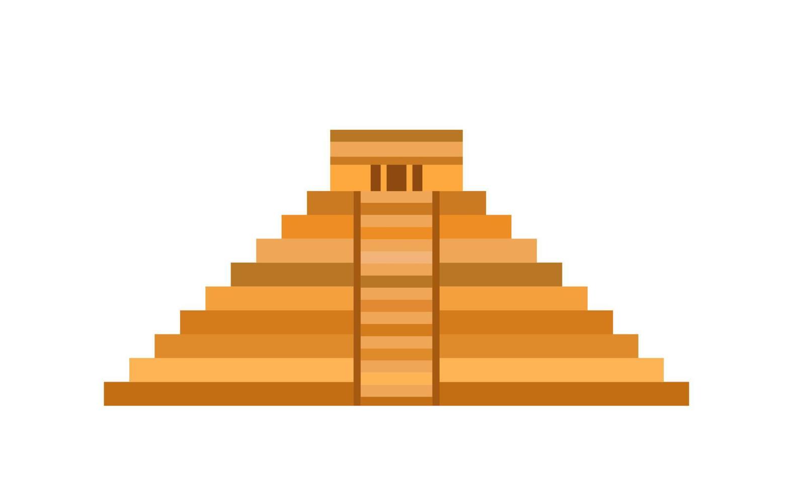 icona della piramide maya, tempio di kukulcan, piramide di el castillo in design piatto di chichen itza, antica architettura sacra maya nello yucatan, messico. vettore isolato su sfondo bianco