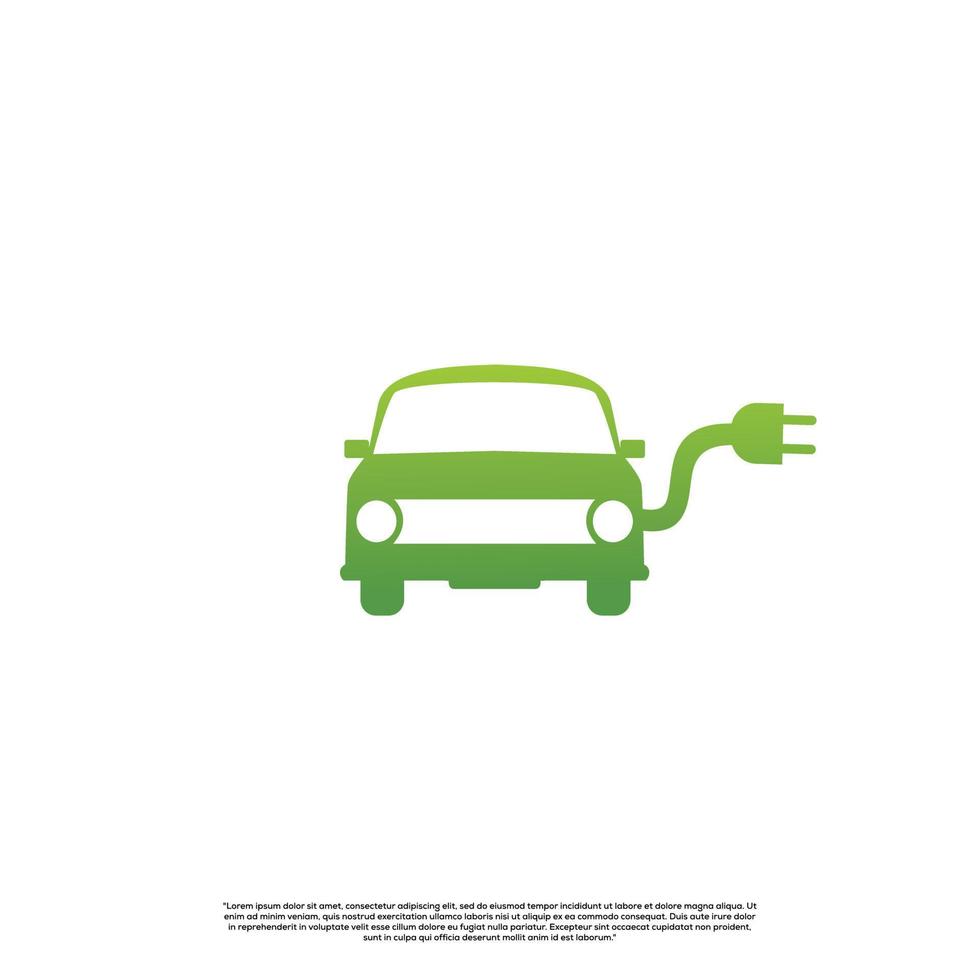 logo dell'auto elettrica, design del logo del veicolo ecologico su sfondo isolato vettore