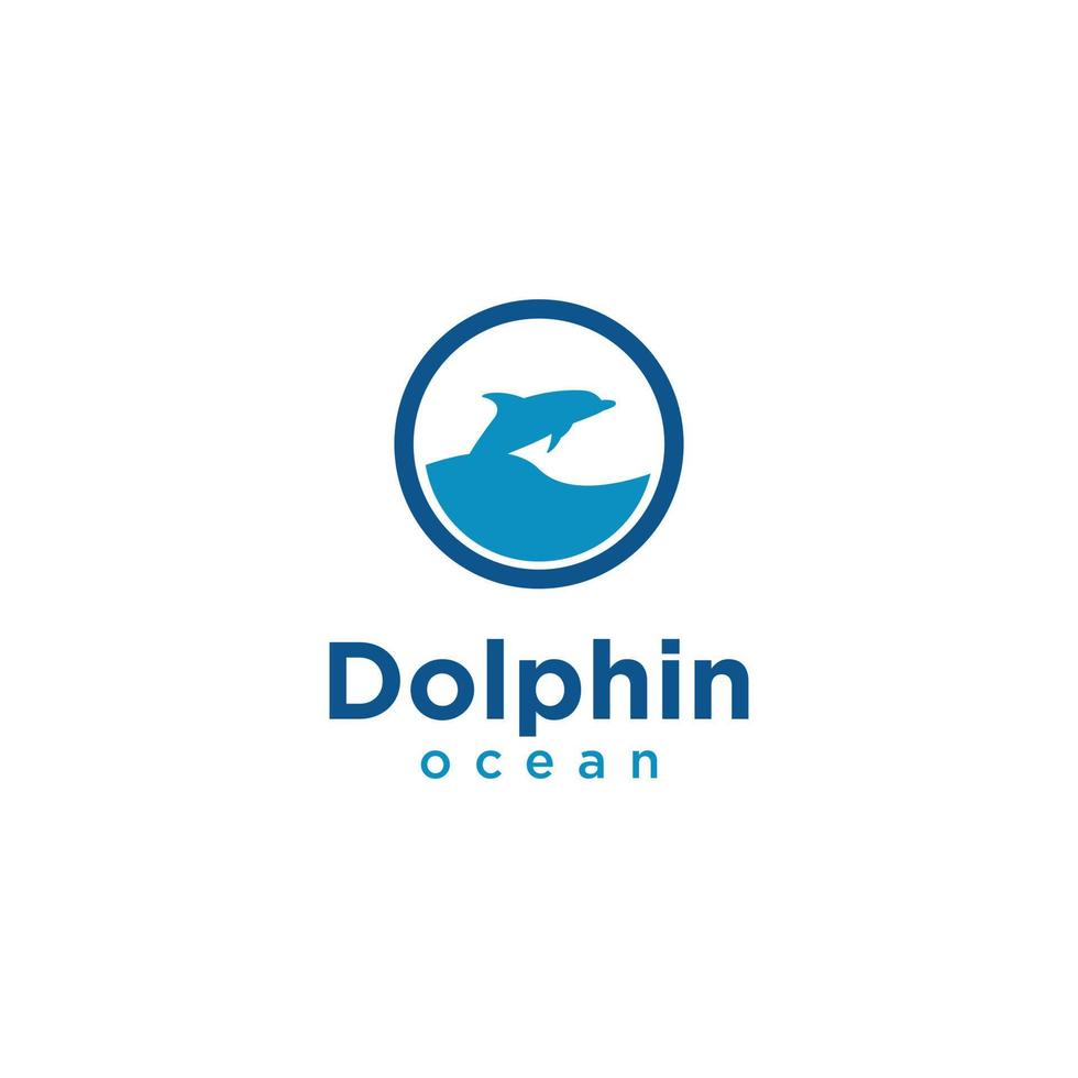 semplice delfino salto in cerchio logo design concetto moderno vettore