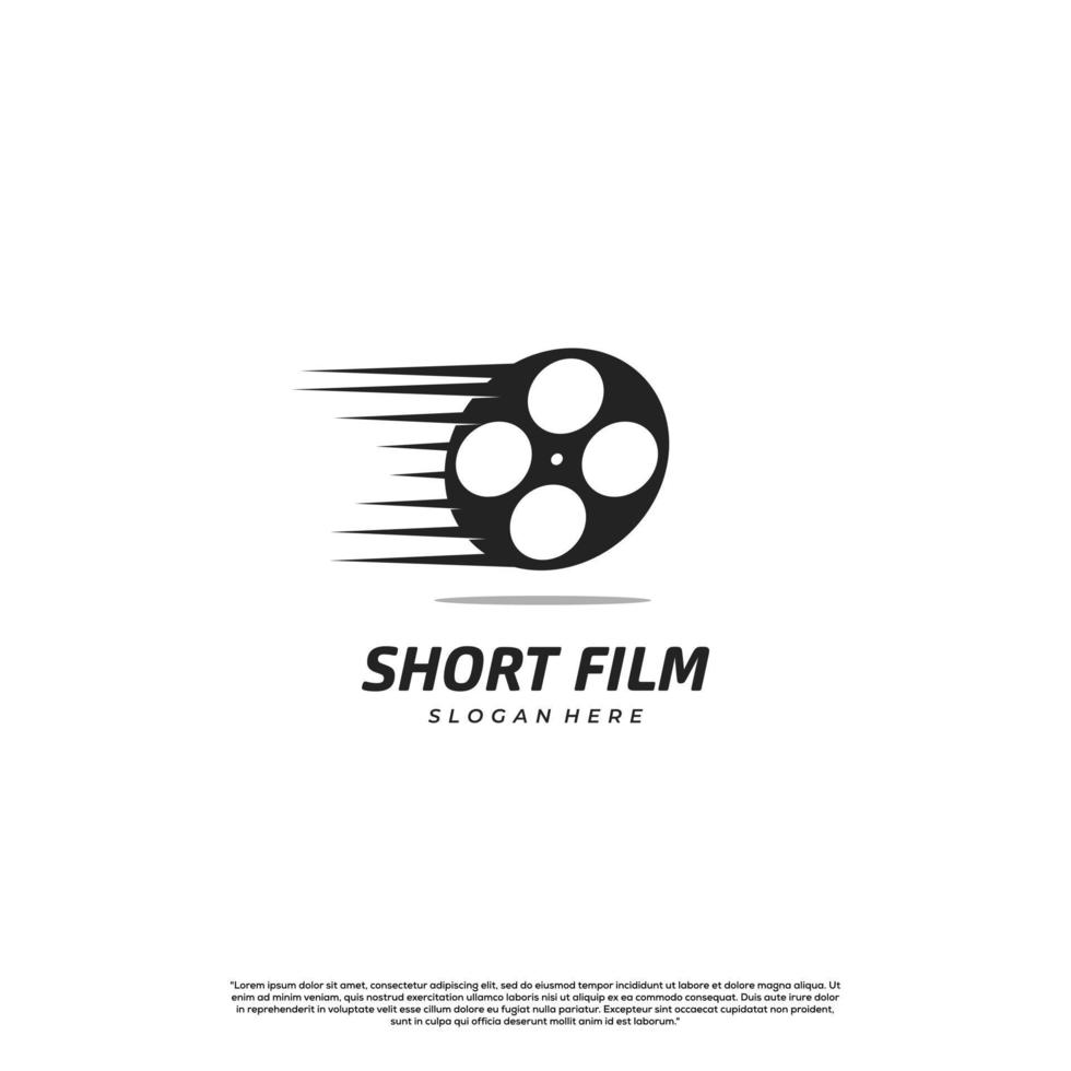 logo del cortometraggio, concetto di design del logo del rotolo di pellicola veloce vettore