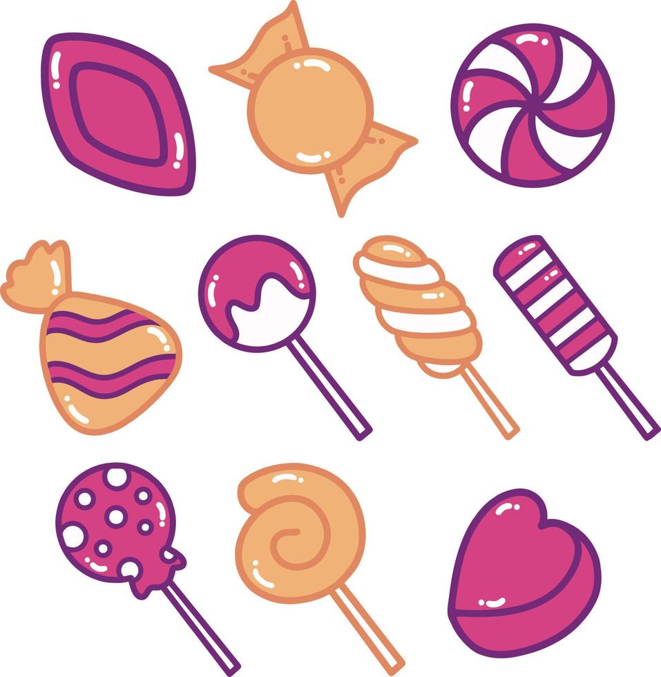 illustrazione di doodle di caramelle dolci vettore