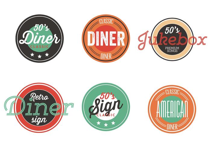 Collezione vintage Diner Label anni '50 vettore