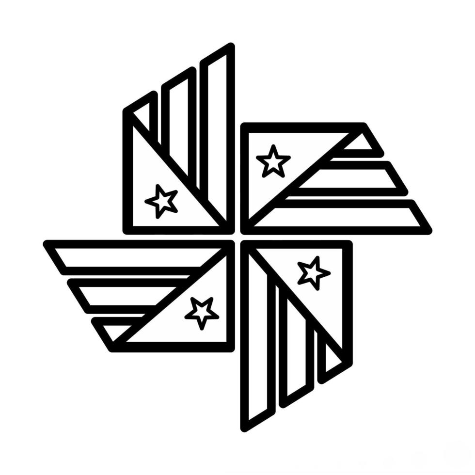 icona di mulino a vento bandiera usa in stile linea vettore