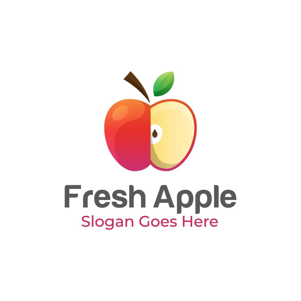 design del logo della mela dolce e fresca vettore