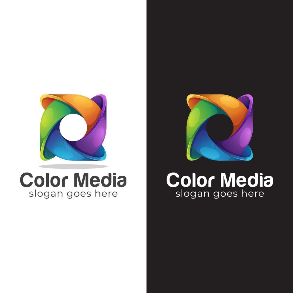 il design del logo colorato del simbolo del cerchio astratto, il logo della lettera o può essere utilizzato in studio multimediale, fotografia, media vettore