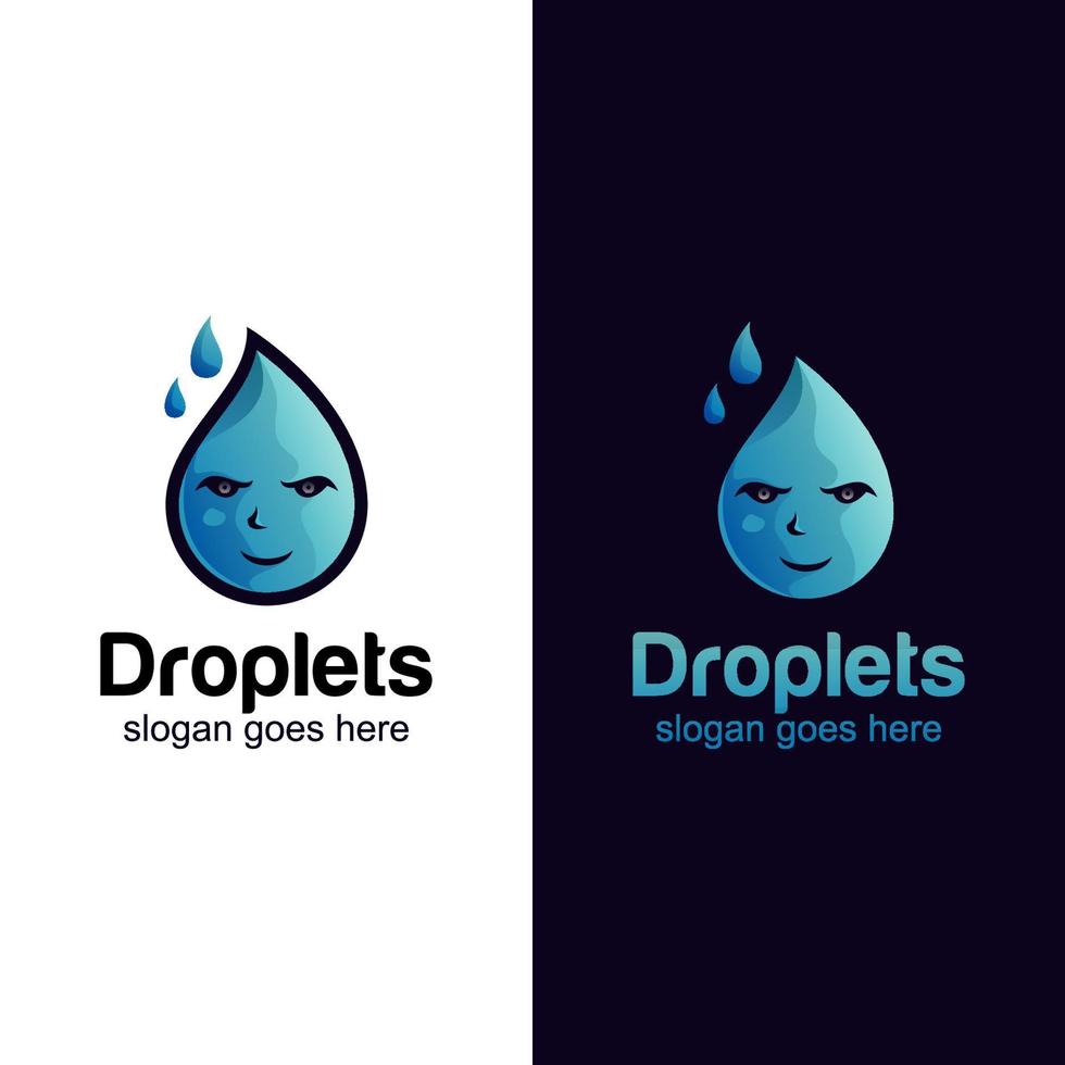 design del logo goccia d'acqua e goccioline con due versioni vettore