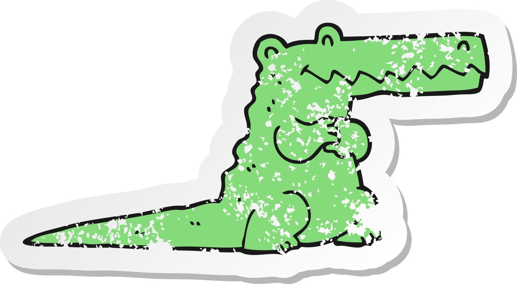 adesivo in difficoltà di un coccodrillo cartone animato vettore