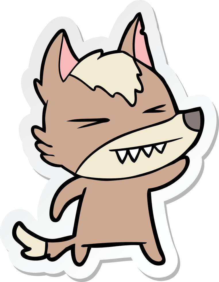 adesivo di un cartone animato lupo arrabbiato vettore