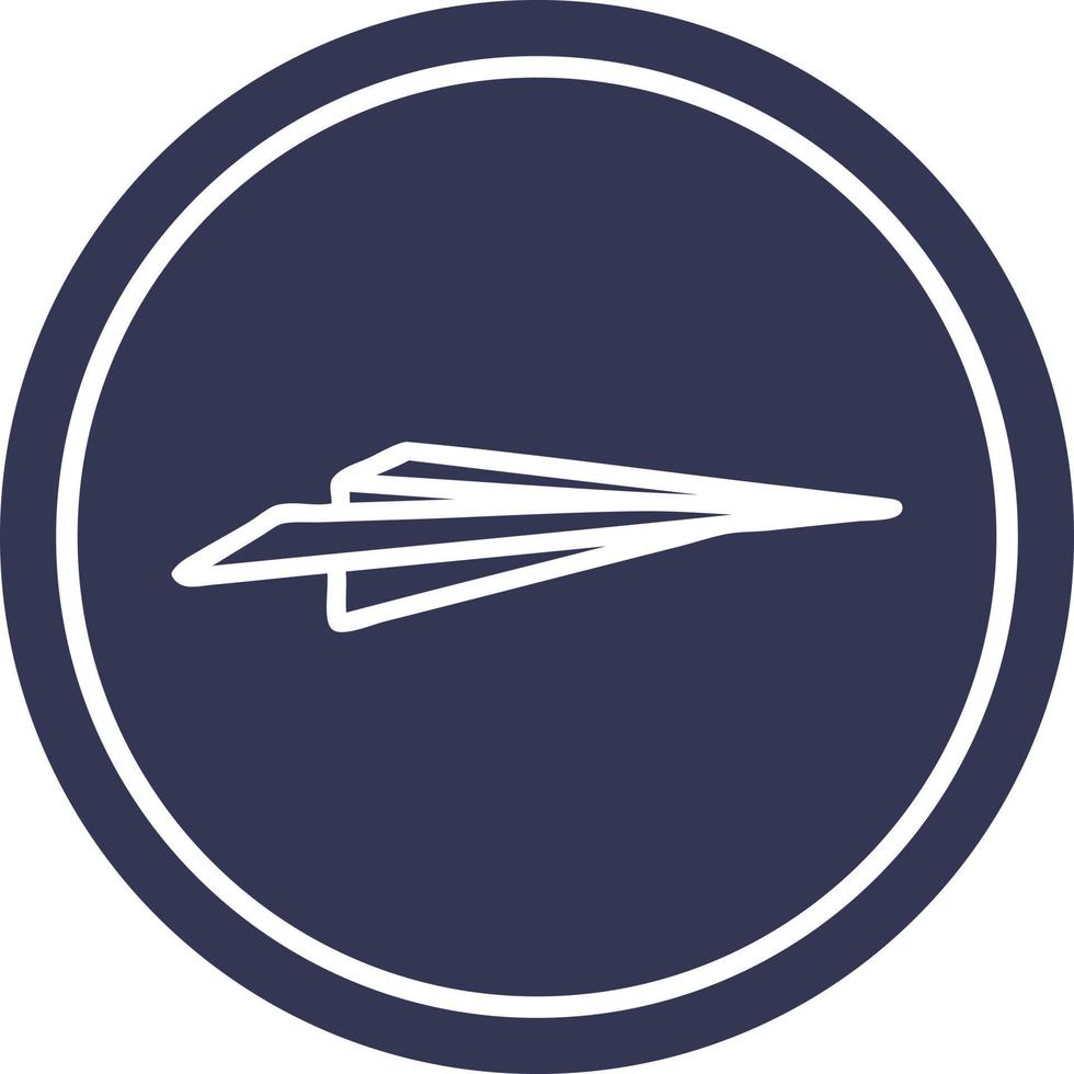 icona circolare dell'aereo di carta vettore