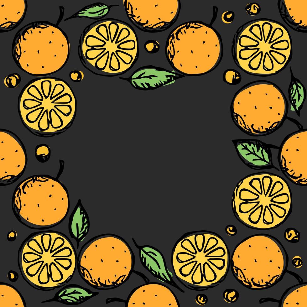 modello arancione senza cuciture con posto per testo. sfondo colorato di frutta arancione vettore