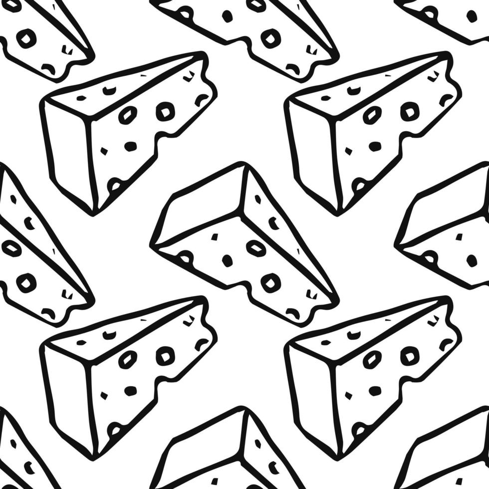 modello di formaggio senza cuciture. modello vettoriale doodle con icone di formaggio. sfondo di formaggio