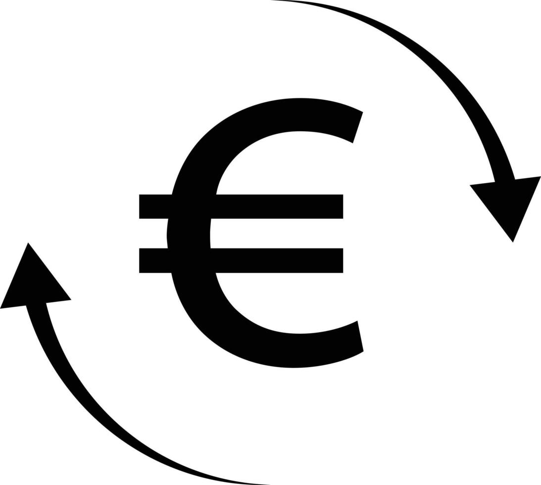 trasferimento di denaro in euro. icona di conversione di denaro. simbolo di trasferimento di denaro logo. segno dell'euro. vettore