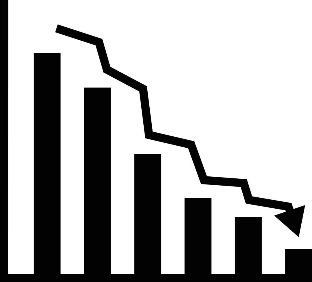 grafico analitico discendente che mostra la perdita e la caduta dell'attività. icona discendente dell'analisi dei dati. vettore