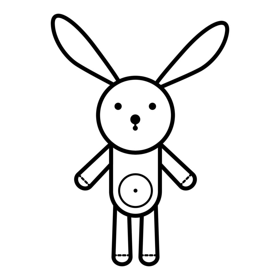coniglietto. icona del bambino su uno sfondo bianco, disegno vettoriale di linea.