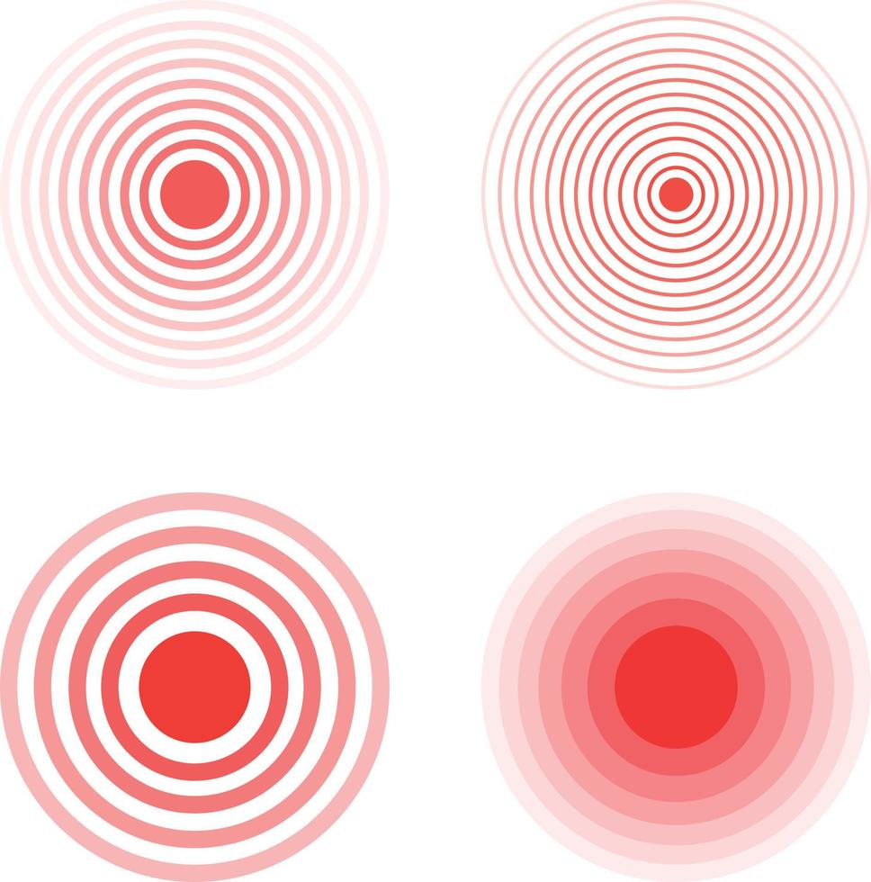 icona di cerchi di dolore impostata su sfondo bianco. vettore
