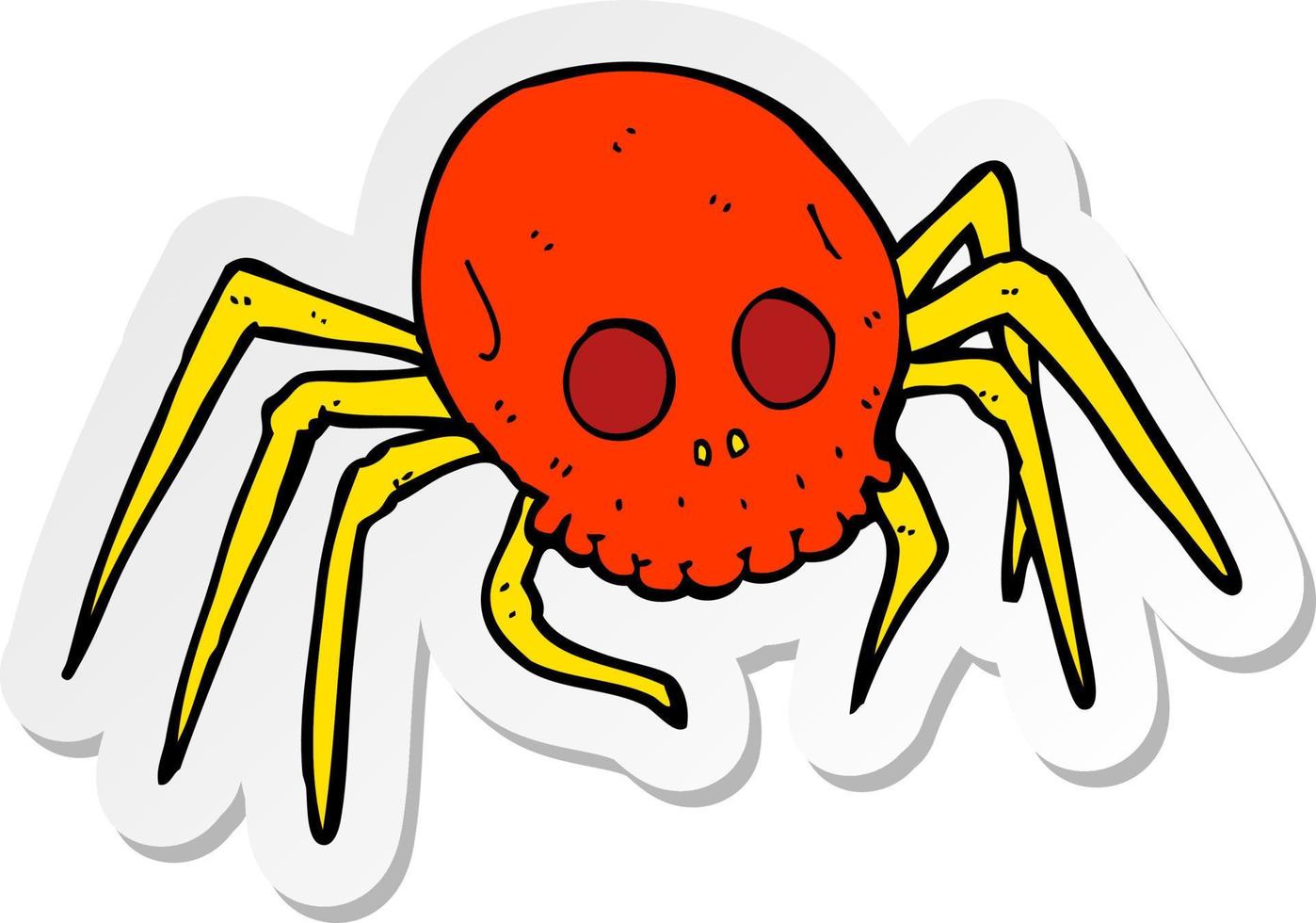 adesivo di un ragno teschio di halloween spettrale cartone animato vettore