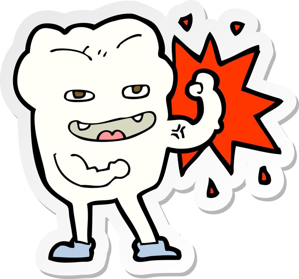 adesivo di un cartone animato forte dente sano vettore