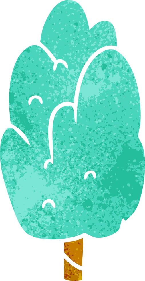 albero verde singolo di doodle del fumetto retrò vettore