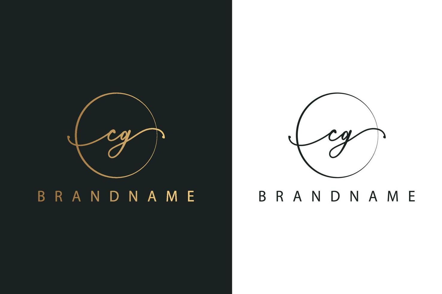 cg cg logo disegnato a mano di firma iniziale, moda, gioielli, fotografia, boutique, sceneggiatura, matrimonio, modello di logo vettoriale creativo floreale e botanico per qualsiasi azienda o azienda.
