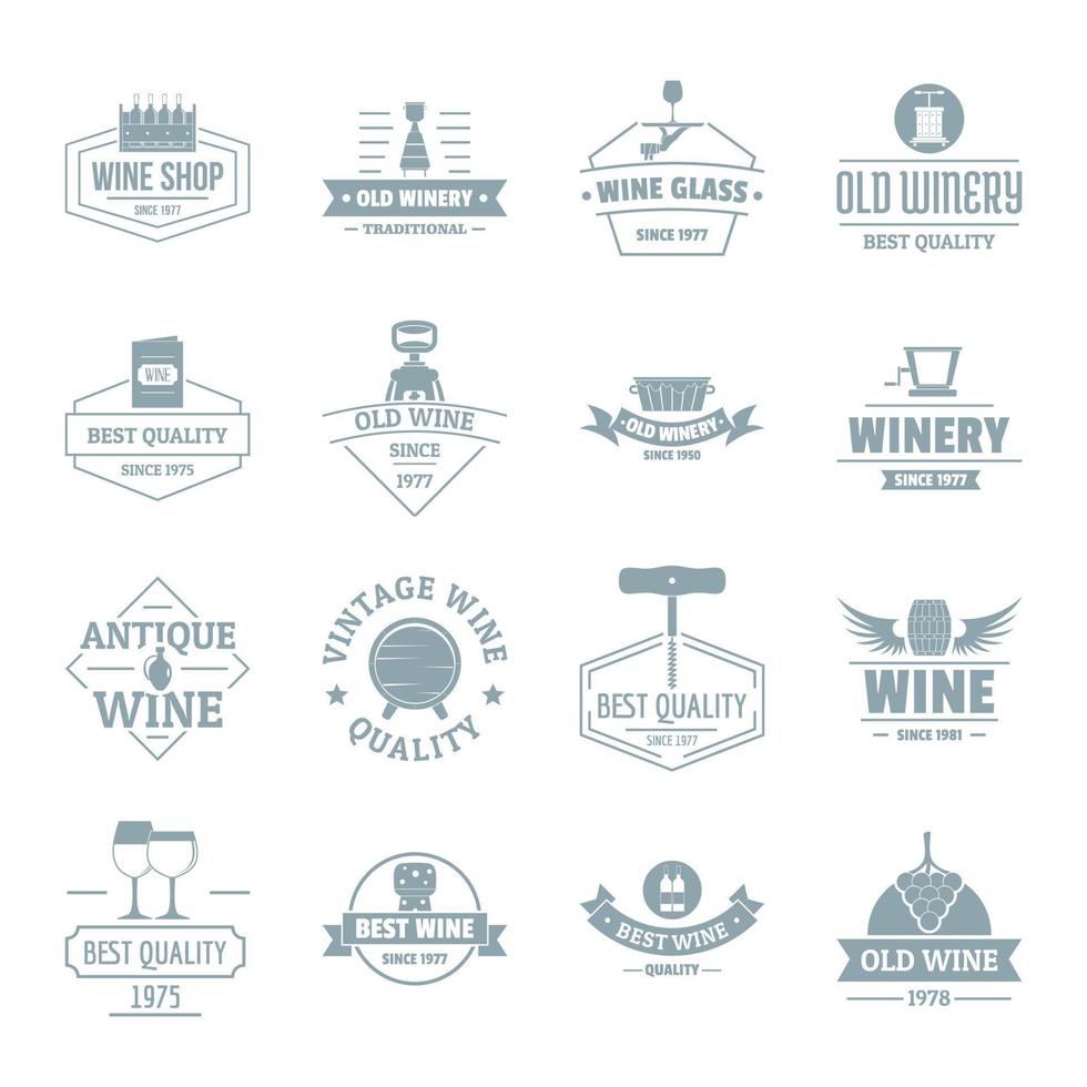 set di icone logo vino, stile semplice vettore