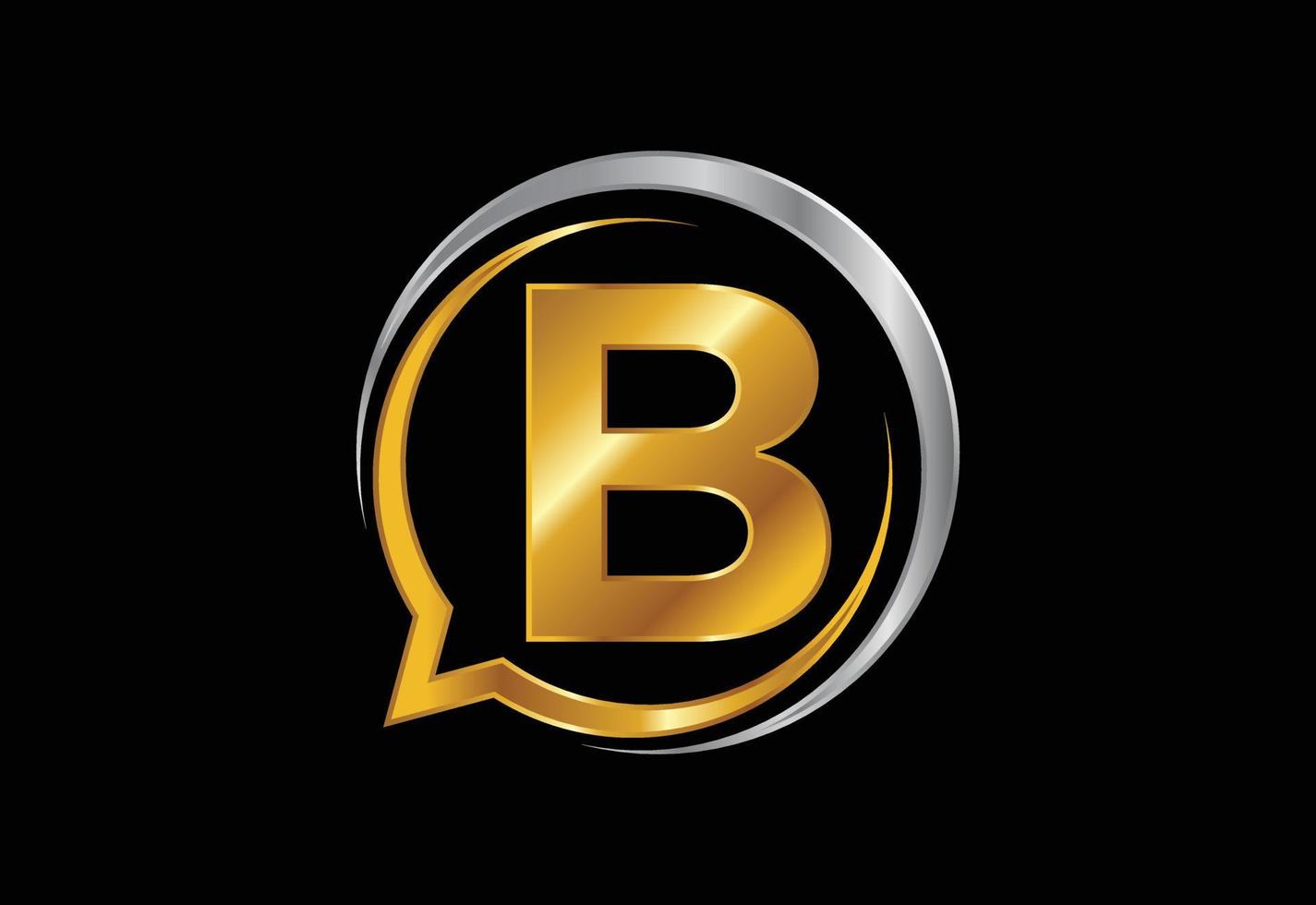 alfabeto della lettera del monogramma b iniziale con un'icona della chat a bolle. concetto di logo in chat parlando vettore