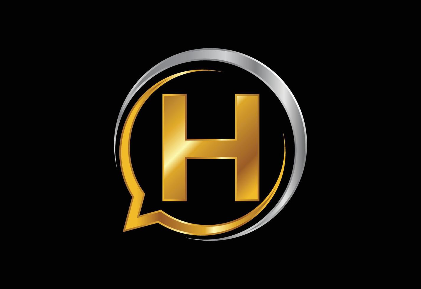 alfabeto della lettera del monogramma h iniziale con un'icona della chat a bolle. concetto di logo in chat parlando vettore