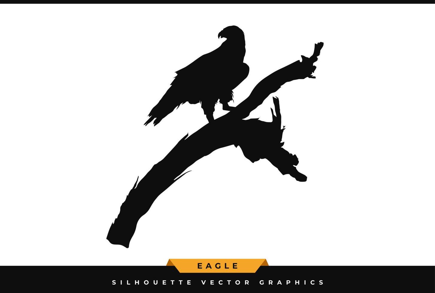 vettore della siluetta dell'aquila. aquila seduta su un ramo secco silhouette illustrazione nera isolata su sfondo bianco. grafica, icona, logo di uccelli selvatici.