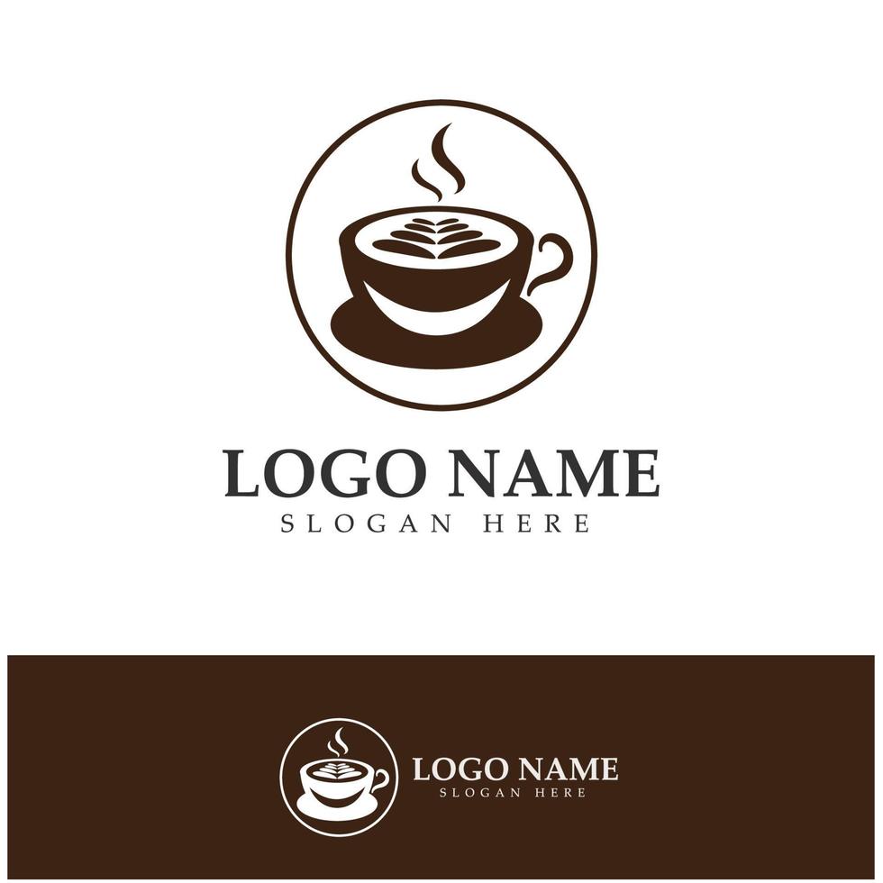 Progettazione dell'illustrazione dell'icona di vettore del modello di logo della tazza di caffè