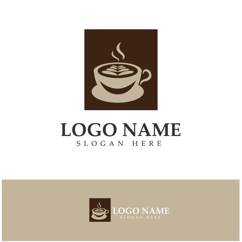 Progettazione dell'illustrazione dell'icona di vettore del modello di logo della tazza di caffè