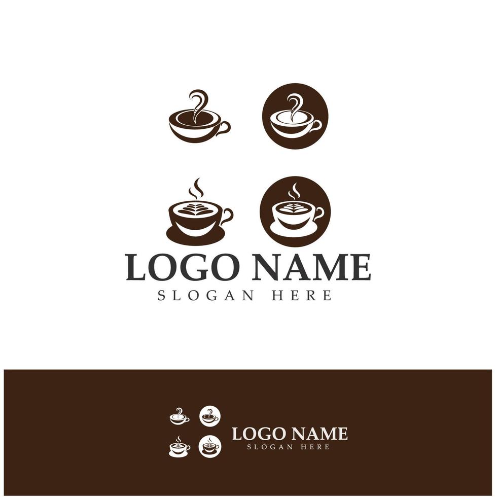 Progettazione dell'illustrazione dell'icona di vettore del modello di logo della tazza di caffè