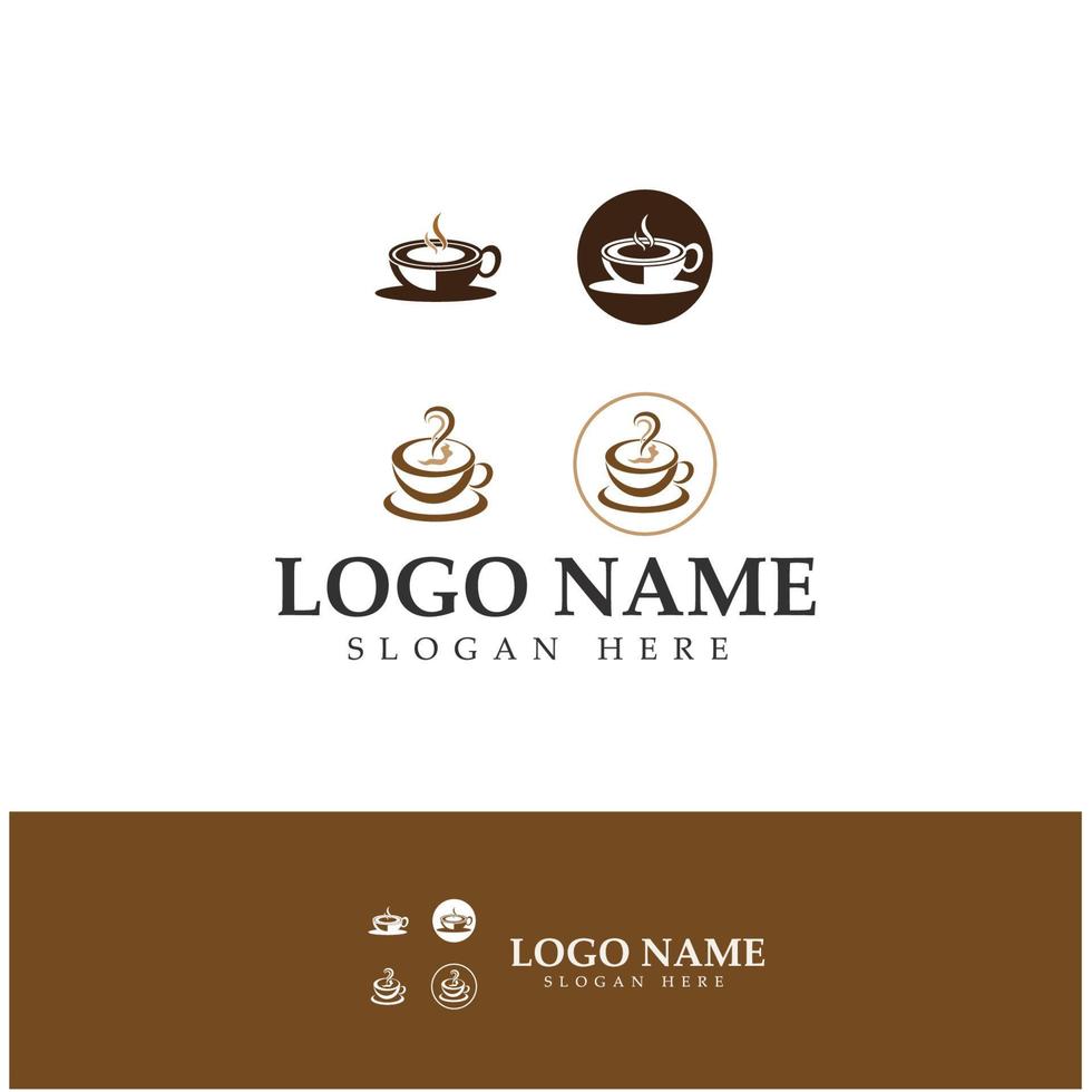 Progettazione dell'illustrazione dell'icona di vettore del modello di logo della tazza di caffè