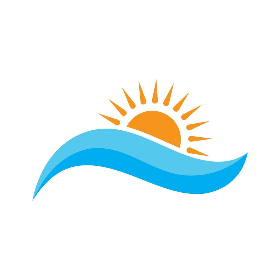 logo delle onde del sole e del mare, onde della spiaggia, concetto moderno minimalista e semplice con vettore di illustrazione del modello di progettazione di colori piatti