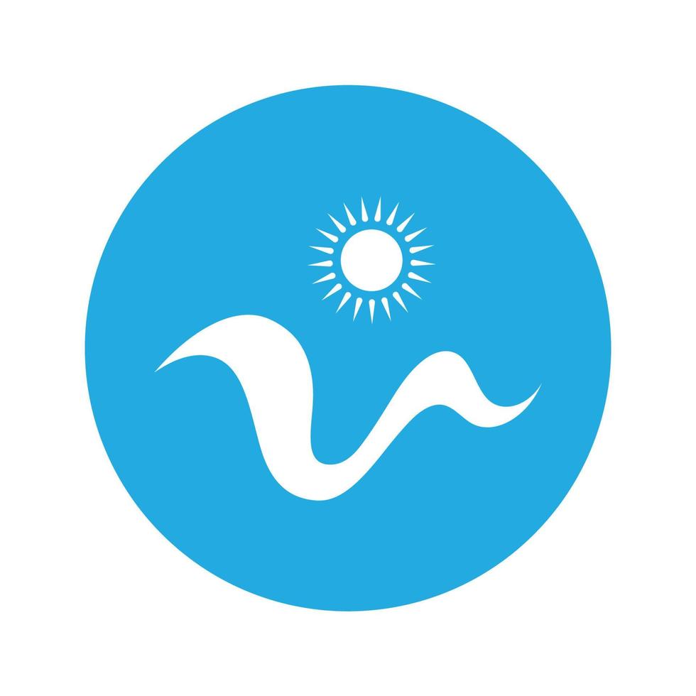 logo delle onde del sole e del mare, onde della spiaggia, concetto moderno minimalista e semplice con vettore di illustrazione del modello di progettazione di colori piatti